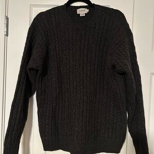 J. Crew Women's Dark Gray Cable Knit Wool Sweater